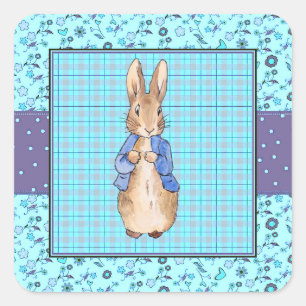 Klassischer Hase mit blauem Jackett Quadratischer Aufkleber