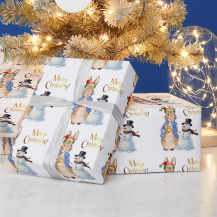 Klassischer Hase mit Weihnachtsmannmütze Geschenkpapier