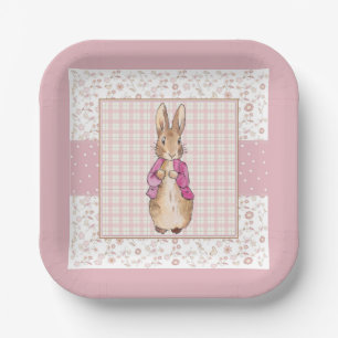 Klassischer Hase rosa Jacke Pappteller