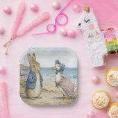 Klassischer Hase und Ente am Meer Pappteller (Party)