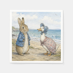 Klassischer Hase und Ente am Meer Serviette
