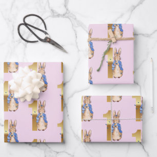 Klassischer Hase zum ersten Geburtstag Geschenkpapier Set