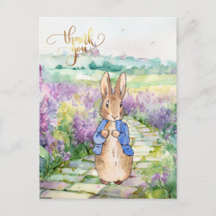 Klassischer Hasenkaninchen mit Wildblumen Danke Postkarte