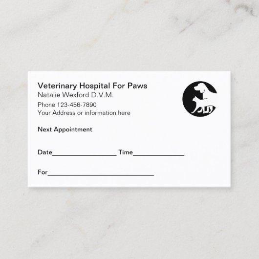Klassischer Haushalt — Bulk Veterinary Appointment Terminkarte (Vorderseite)