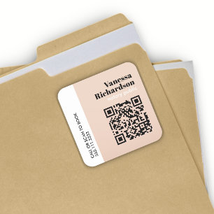 Klassischer hellrosa Moderner Minimalistischer QR- Quadratischer Aufkleber