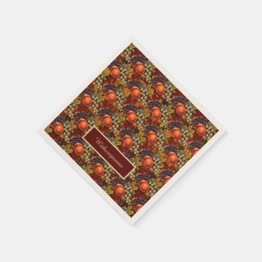 Klassischer Herbstleaf und Erntedank Obsternte Serviette (Ecke)