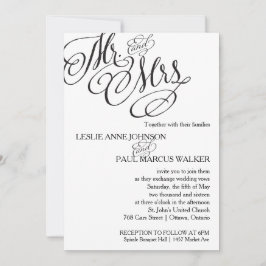 Klassischer Herr u. Frau Wedding Invitation Einladung