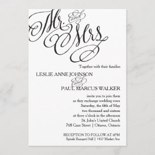 Klassischer Herr u. Frau Wedding Invitation Einladung