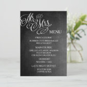 Klassischer Herr u. Frau Wedding Menu Chalkboard Menükarte (Stehend Vorderseite)