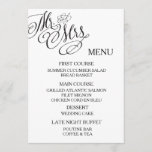 Klassischer Herr u. Frau Wedding Menu Menükarte<br><div class="desc">Dieser Entwurf ist suchen nach der modernen Hochzeit ein nobles. Herrn u. Frau Design am Spitzen- und modernen Schriftart gänzlich kennzeichnen.</div>