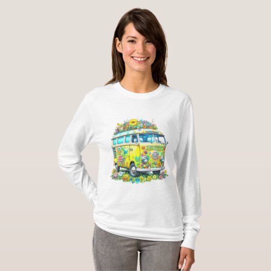 Klassischer Hippie Tour Bus T-Shirt (Vorne ganz)