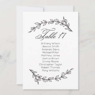 Klassischer Hochzeitssitzplan. Tischplan 17 Einladung