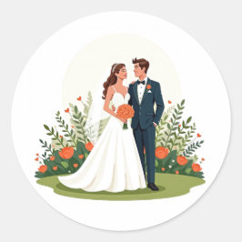 Klassischer Hochzeitsticker Runder Aufkleber