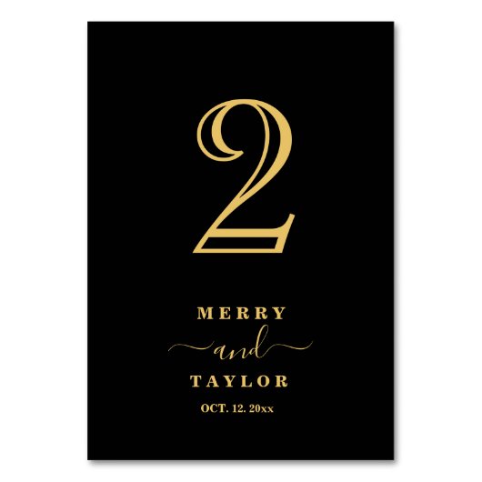 Klassischer Hochzeitstisch für Kupfer in Schwarz u Tischnummer (Rückseite)