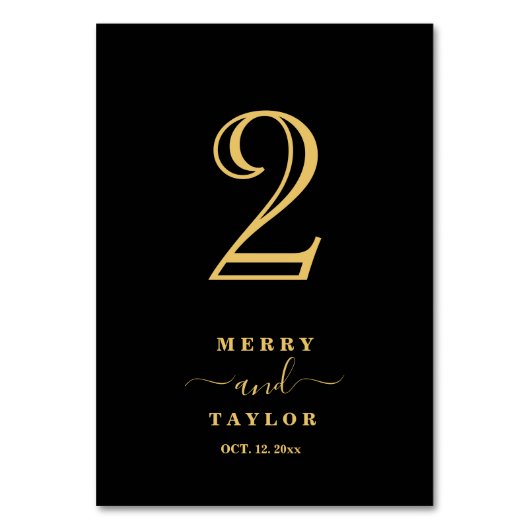 Klassischer Hochzeitstisch für Kupfer in Schwarz u Tischnummer (Vorderseite)