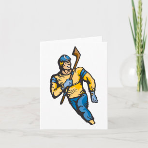 Klassischer Hockeyspieler Retro Athletik Sport Karte
