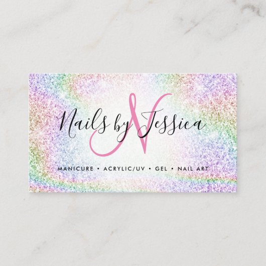 Klassischer holografischer Regenbogen-Glitzer Visitenkarte (Vorderseite)