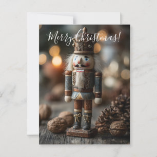 Klassischer hölzerner Nussknacker-Weihnachtsfigur Postkarte