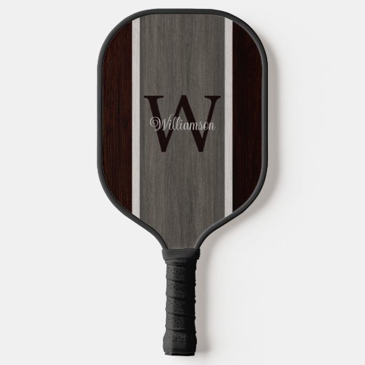Klassischer Holzhue-Streifen Hickory Teak Reverse Pickleball Schläger (Rückseite)