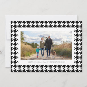 Klassischer Houndstooth Schwarz-Weiß Feiertagskarte