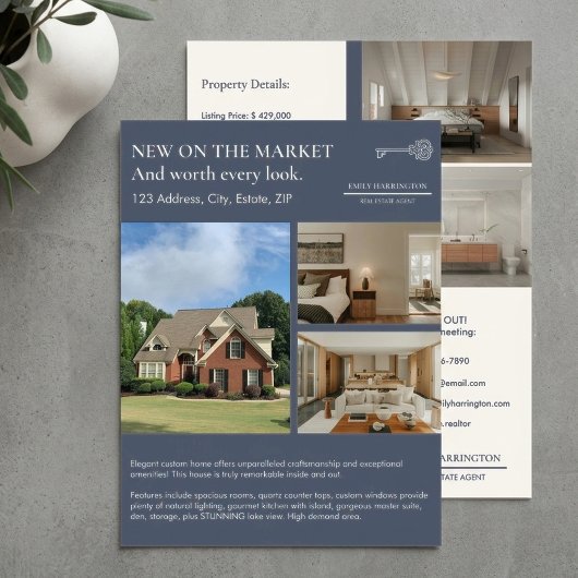 Klassischer Immobilienmakler in Grau Flyer