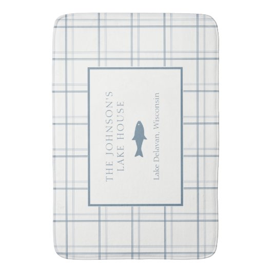 Klassischer, individualisierbarer Karierter Lake H Badematte (Vorderseite Vertikal)