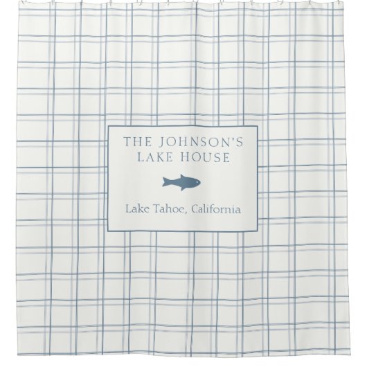 Klassischer, individualisierbarer Karierter Lake H Duschvorhang (Vorderseite)