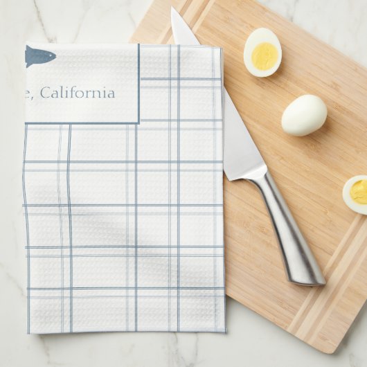 Klassischer, individualisierbarer Karierter Lake H Geschirrtuch (Viertel Falte)