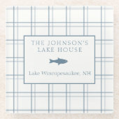 Klassischer, individualisierbarer Karierter Lake H Glasuntersetzer (Vorderseite)