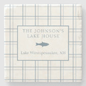 Klassischer, individualisierbarer Karierter Lake H Steinuntersetzer (Vorderseite)