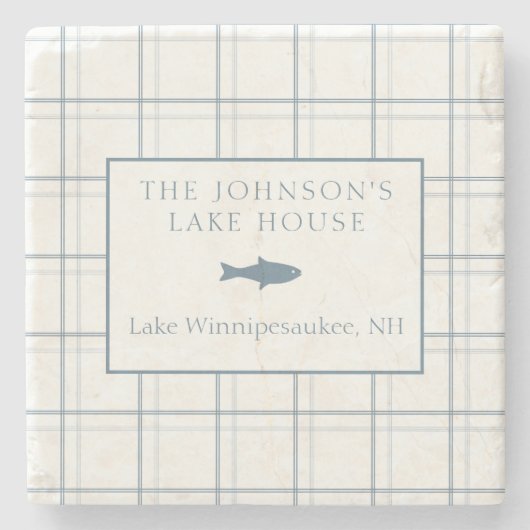 Klassischer, individualisierbarer Karierter Lake H Steinuntersetzer (Vorderseite)