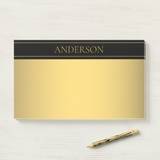 Klassischer, individuell anpassbarer Gold Text & Z Post-it Klebezettel (Auf Schreibtisch)