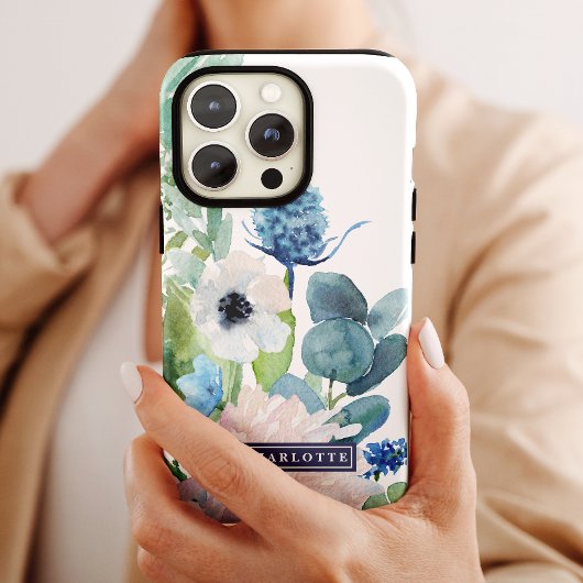 Klassischer Individuelle Name für weiße Blume Case-Mate iPhone Hülle