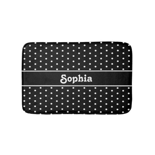 Klassischer Individuelle Name Polka Dot Black and Badematte (Vorderseite)
