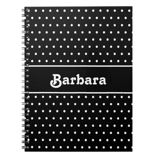 Klassischer Individuelle Name Polka Dot Black and Notizblock (Vorderseite)
