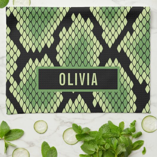 Klassischer Individuelle Name Schlange Muster für Geschirrtuch (Gefaltet)