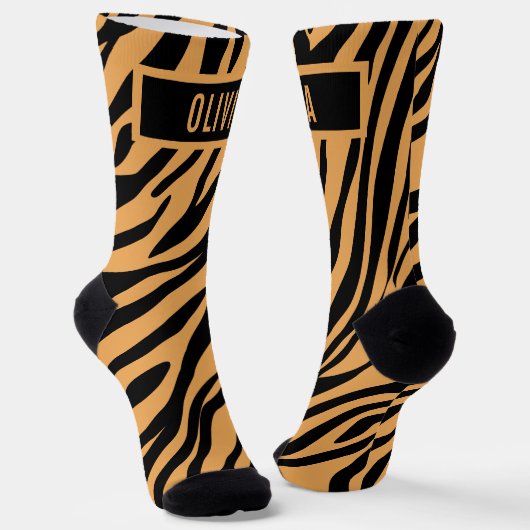 Klassischer Individuelle Name Tiger Tierdruckmuste Socken (Gewinkelt)
