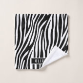 Klassischer Individuelle Name Zebra-Muster Badhandtuch Set (Waschlappen)