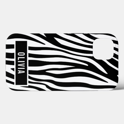 Klassischer Individuelle Name Zebra-Muster Case-Mate iPhone Hülle (Rückseite (Horizontal))