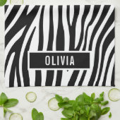Klassischer Individuelle Name Zebra-Muster Geschirrtuch (Gefaltet)