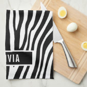 Klassischer Individuelle Name Zebra-Muster Geschirrtuch (Viertel Falte)