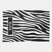 Klassischer Individuelle Name Zebra-Muster Geschirrtuch (Horizontal)