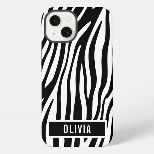 Klassischer Individuelle Name Zebra-Muster iPhone Hülle (Rückseite)