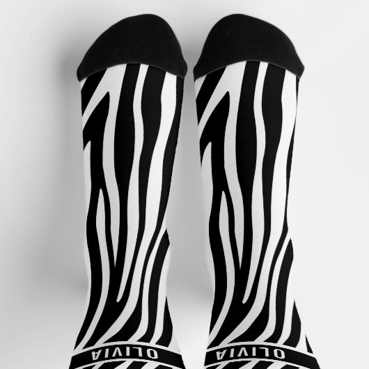 Klassischer Individuelle Name Zebra-Muster Socken (Oben)