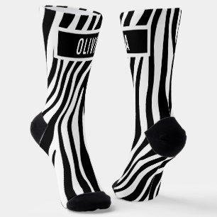 Klassischer Individuelle Name Zebra-Muster Socken