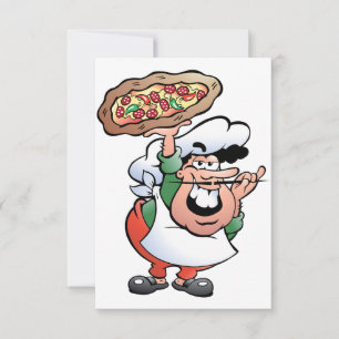 Klassischer italienischer Pizza-Koch-Cartoon Einladung