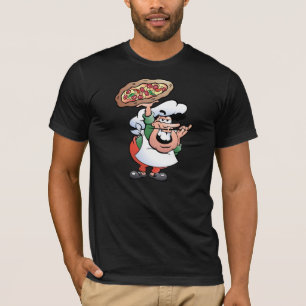 Klassischer italienischer Pizza-Koch-Cartoon T-Shirt
