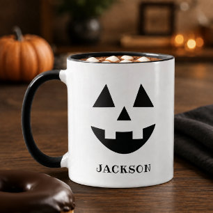 Klassischer Jack O Lantern Gesicht Name Halloween Tasse