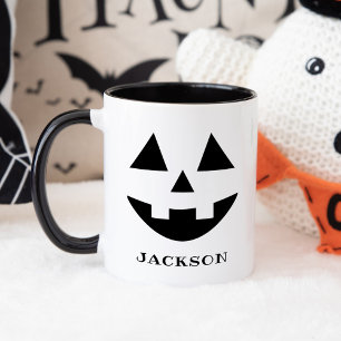 Klassischer Jack O Lantern Gesicht Name Halloween Tasse