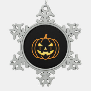 Klassischer Jack-O'-Lantern Halloween Schneeflocken Zinn-Ornament